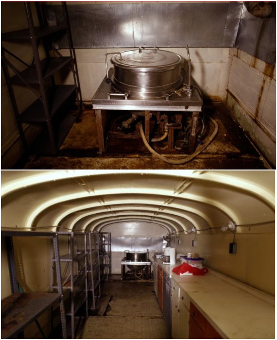 В бомбоубежище имеется несколько кухонь и столовых (Ark Two, Хорнинг-Миллс).