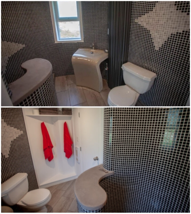 Оригинальная ванная комната удивит эстетов и порадует любителей водных процедур (Fibonacci House, Канада).