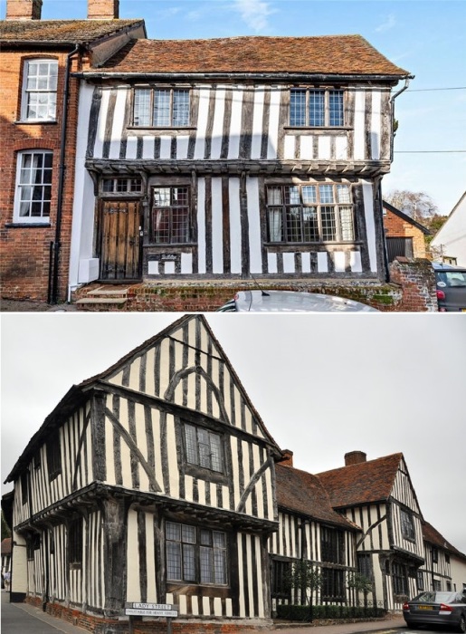 Большинство эксцентричных домов сохранились с XV века и, если бы не увлеченность владельцев разных поколений, вряд ли древесина прослужила бы так долго (Lavenham, Великобритания).