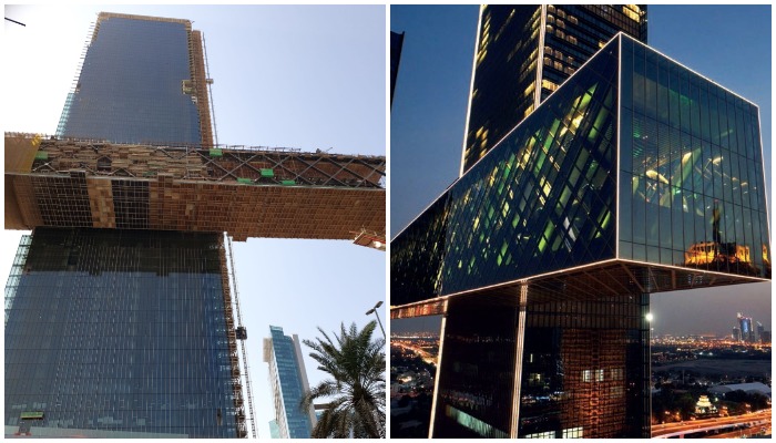 На подъем и закрепление вертикальной башни ушло 16 суток (One Za'abeel The Link, Дубай).