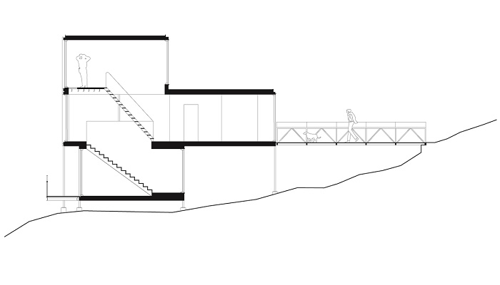 План-схема размещения дома на каменистом склоне (Container House, Швеция). | Фото: manstham.com. 