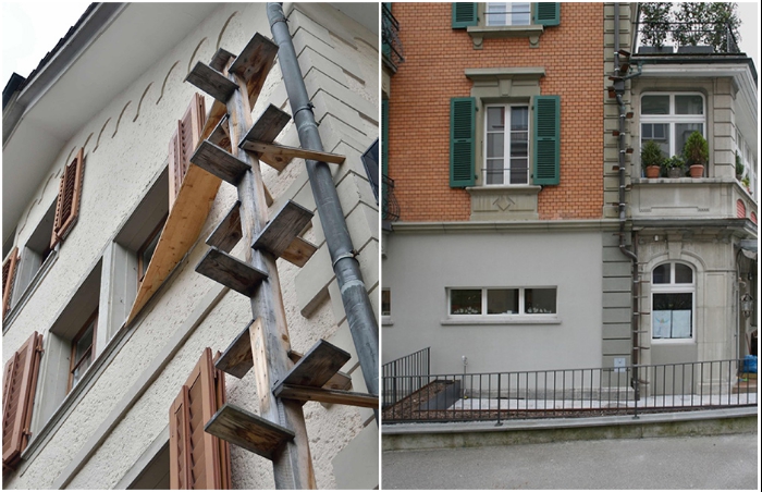 Зачем в Швейцарии на стенах зданий установлены маленькие лестницы
