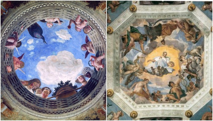 Фрески, написанные со знанием хитростей оптики и перспективы, даже ровный потолок могут вознести до небес.