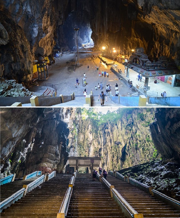 В дальнем углу главного зала есть еще одна лестница, ведущая в открытую пещеру, где построили впечатляющий храм, посвященный супруге бога Муруган – Шри Валли Дейванай (Batu Caves, Малайзия). 