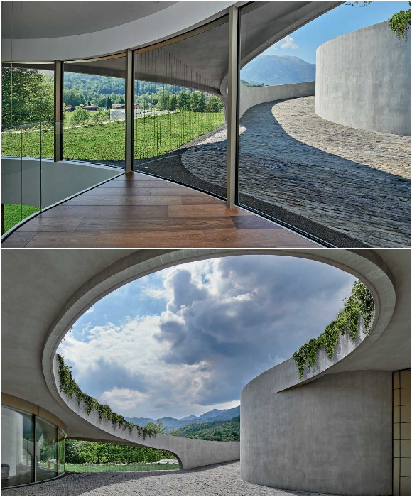 Волнообразные крыши образовывают террасы и прогулочные зоны (Atelier Alice Trepp, Швейцария). 