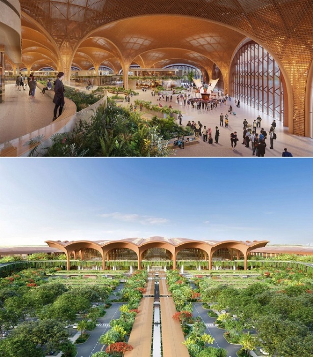 Щедрое озеленение залов и всей территории аэропорта-города (концепт).