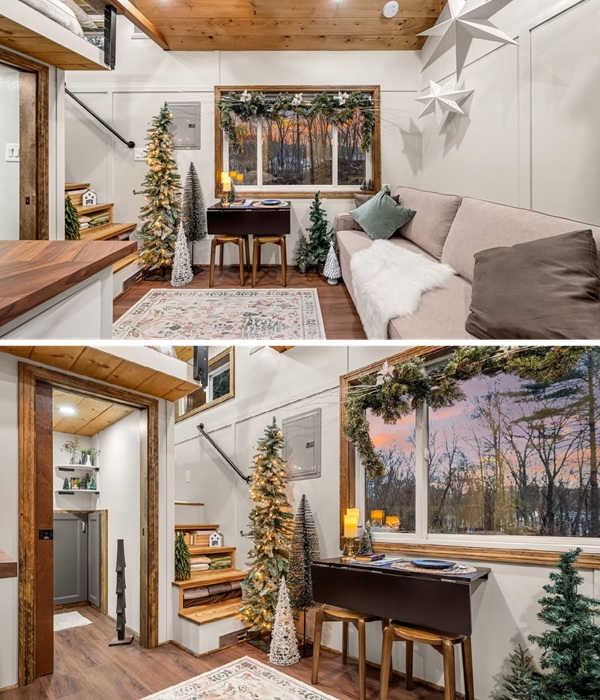 Обеденная/рабочая зона располагается у большого окна (The Spruce).