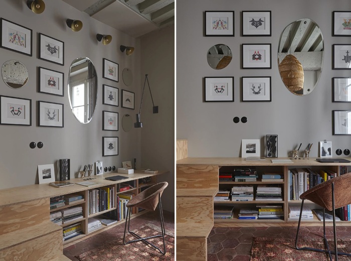 Выставочное пространство и рабочая зона в гостиной Blue Streak (Париж, Франция).
