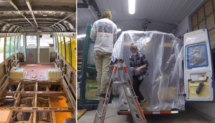 Пара потратила год и около 20 тыс. дол. на превращение автобуса в комфортный дом. Пара потратила год и около 20 тыс. дол. на превращение автобуса в комфортный дом.