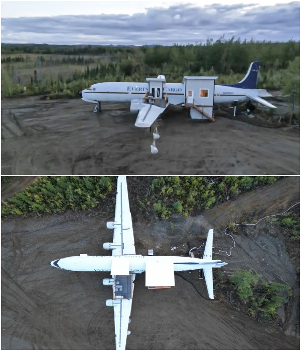 Дом-самолет «приземлился» рядом с частной взлетно-посадочной полосой.