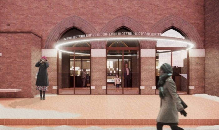 «Парящий» козырек станет ориентиром нового общественного центра (дизайн-проект Holy Water). 