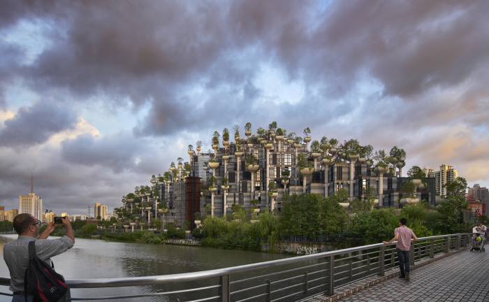 Несмотря на то, что строительство торгового центра «1000 деревьев» еще не завершено, он превратился в одну из самых ярких достопримечательностей Шанхая (Китай). | Фото: muse.org.ua.