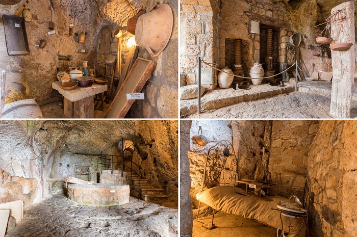 В пещерном музее представлены экспонаты, относящиеся как к этрускам, так и к римлянам (Чивита-ди-Баньореджо, Италия).