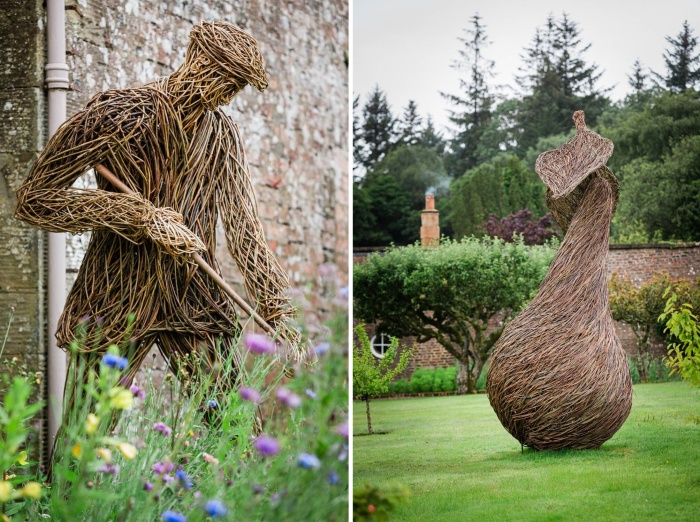 Колоритные скульптуры из лозы, созданные современными дизайнерами украшают территорию парка (Culzean Castle, Шотландия).