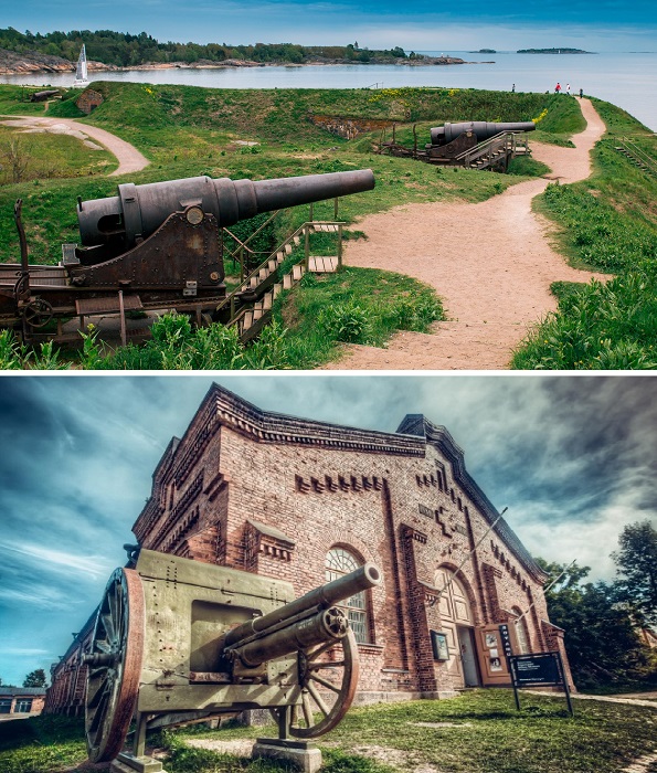 Модернизацию артиллерийских орудий можно изучать, прогуливаясь по территории крепости (Suomenlinna, Финляндия).