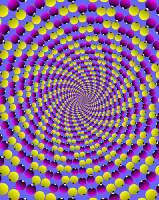 Картинка, демонтирующая то, как с помощью цвета и формы можно создать оптическую иллюзию постоянно движущегося объекта. | Фото: psyring.blogspot.com.