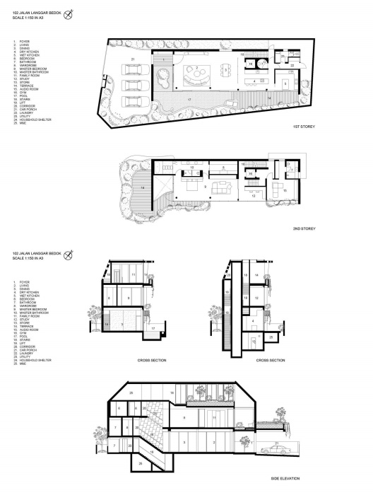 Грамотная планировка позволила максимально оптимизировать площадь имеющегося участка (проект Concrete Yin Yang House от HYLA Architects).