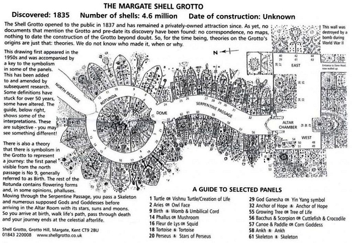Схема расположения туннелей и камер в подземном дворце (Margate Shell Grotto).