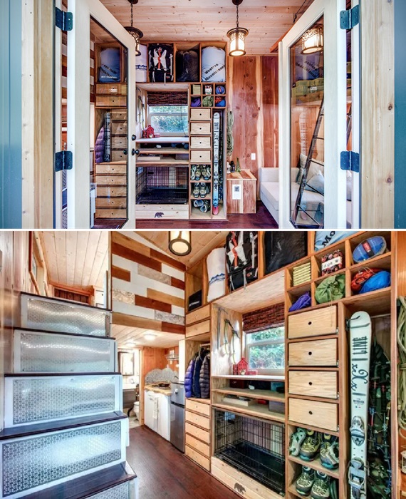 Авторы проекта подумали и о местах хранения и домашнем офисе (Basecamp Tiny Home, США).