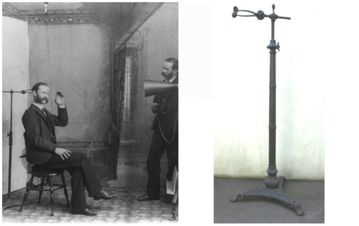 Приспособление для фиксирования фотографируемого в неподвижном положении 19 века.