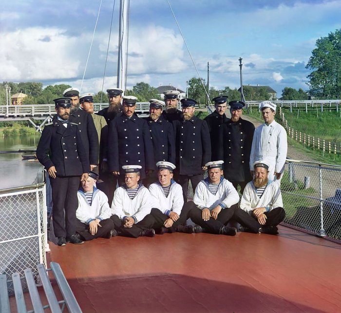 Команда парохода «Шексна» (М.П.С.) Российская Империя, 1909 г.| Фото: Библиотека Конгресс США