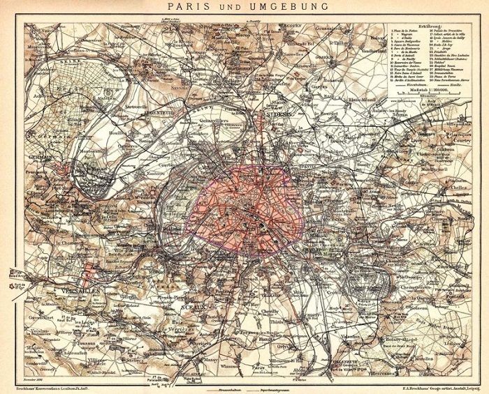 Карта парижских железных дорог того времени. /Фото: fishki.net