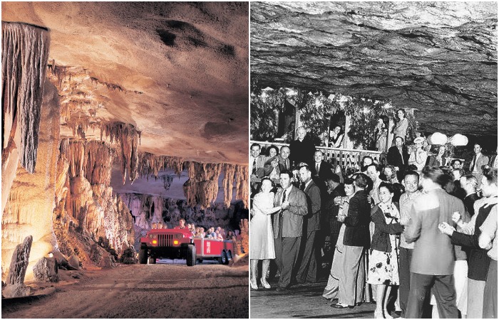 Сцена для шоу, танцпол и место сбора для тайных обществ - как только не использовались пещеры в Миссури. /Фото: missouribusinessalert.com, folklife.si.edu