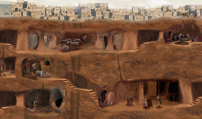 Воссозданные в масштабе уровни подземного города Каймаклы. /Фото: cappadociatravel.ru