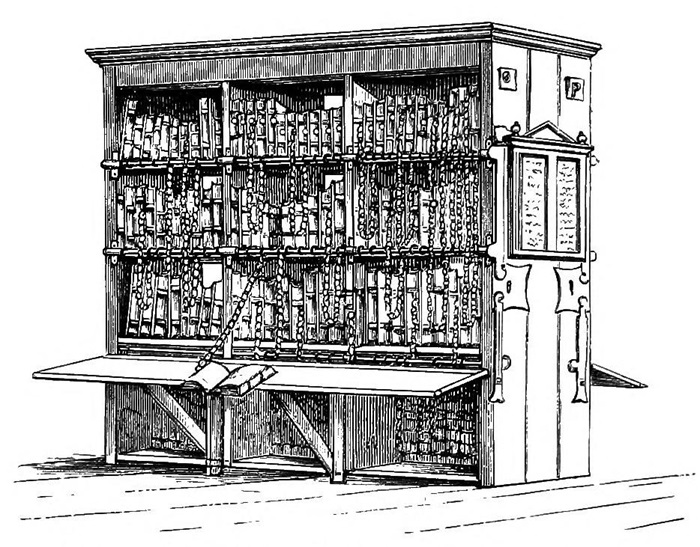 Изображение стеллажа одной из британских публичных библиотек 15 века. /Фото: wikipedia.org