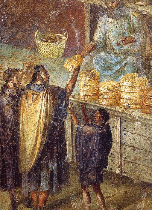 Раздача хлеба беднякам, фреска в Помпеях. /Фото: wikipedia.org