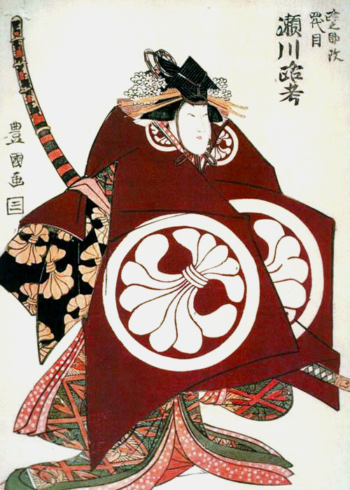 Актёр кабуки в роли женщины-воительницы. /Фото: wikipedia.org