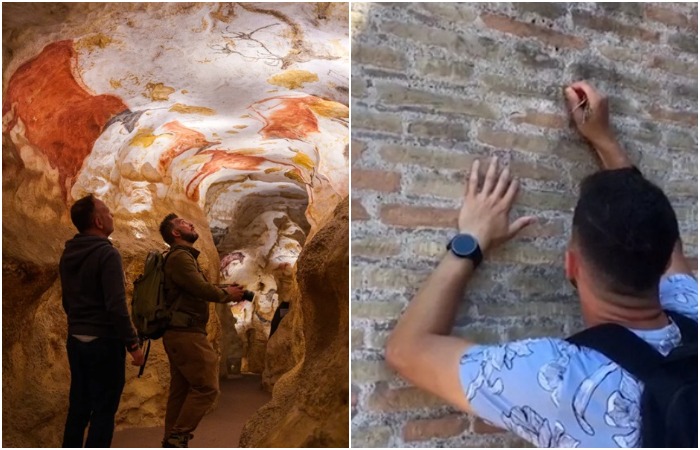 Портить исторические места можно самыми разными методами, даже неожиданными. /Фото: euronews.com, lascaux-dordogne.com