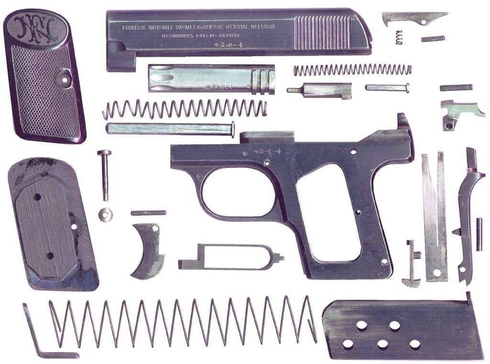 Детали самого маленького пистолета Браунинга. /Фото: pinterest.at
