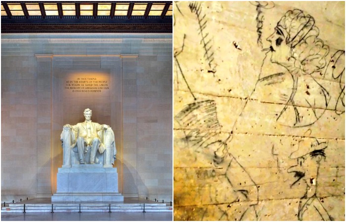 Привет от строителей Мемориала Линкольна - комната с граффити.