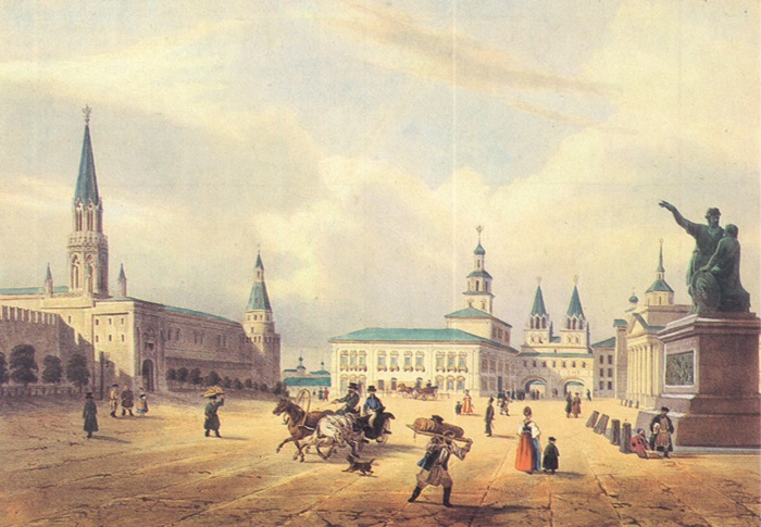 Красная площадь на литографии 19 века. /Фото: kuluar.ru