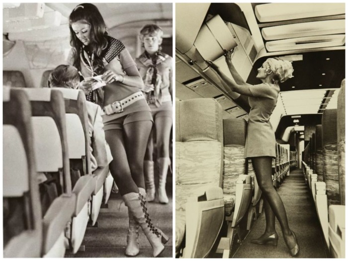 Стюардессы на американских авиалиниях одевались очень откровенно / Фото: pinterest.ru