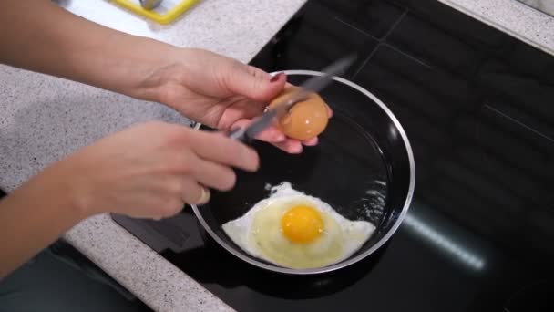 Дальше на сковородку разбивается одно яйцо, которое практически тут же снизу схватывается / Фото: larastock.com