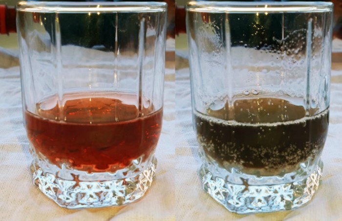 Натуральное вино после реакции с содой потемнеет или посереет / Фото: sovet-ok.ru