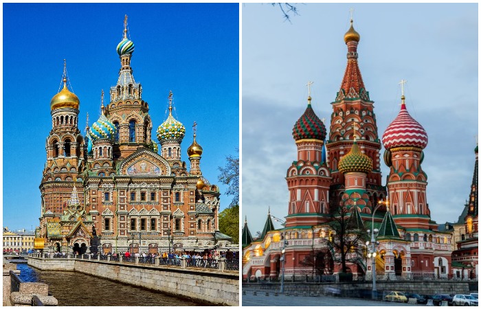 Первый храм находится в Санкт-Петербурге, а второй - в Москве