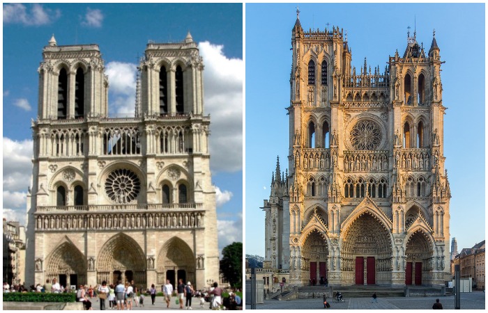 Оба кафедральных собора выполнены в готическом стиле и оба находятся во Франции