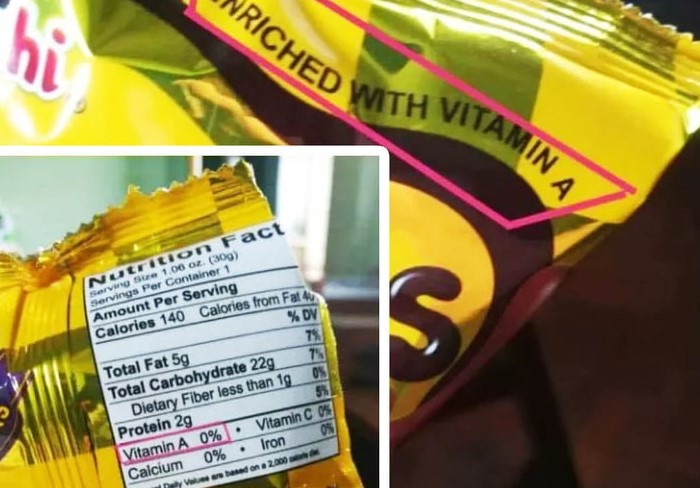На упаковке может значиться: «Обогащен витамином A», зато в составе и окажется, что «Содержание витамина A — 0 %» / Фото: vseznaesh.ru