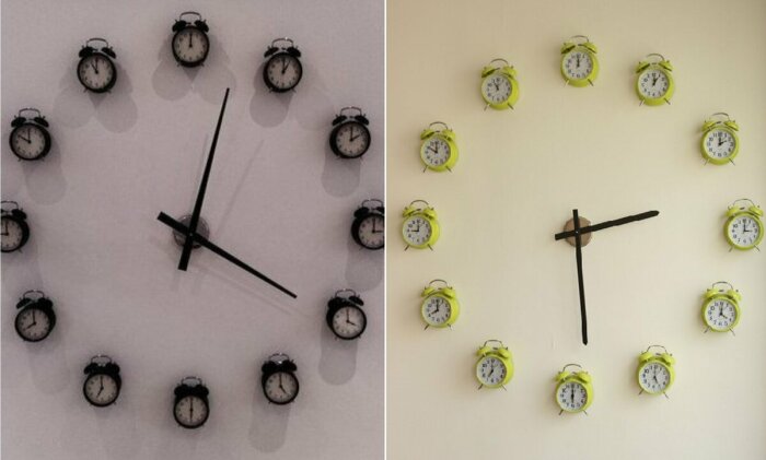 Часы из будильников /Фото:dzen.ru