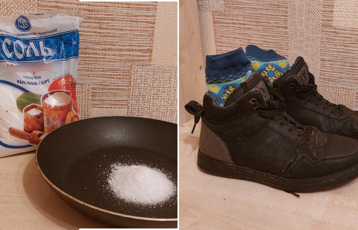 Соль без труда высушит вашу обувь!