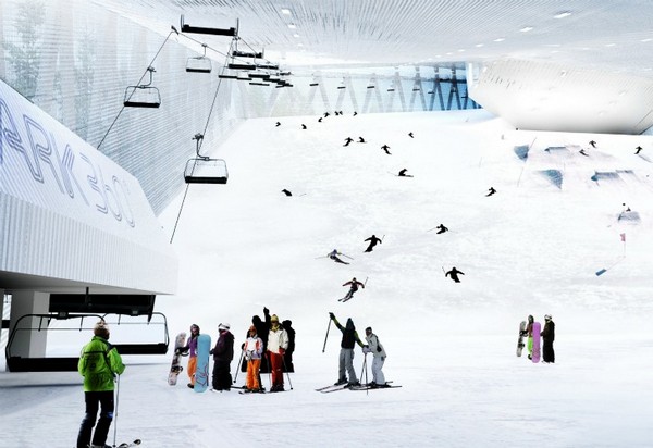 Горнолыжный курорт в небоскребе Skipark 360 в пригороде Стокгольма