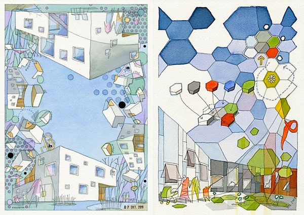 Архитектурные комиксы от Mikkel Frost и студии Cebra.