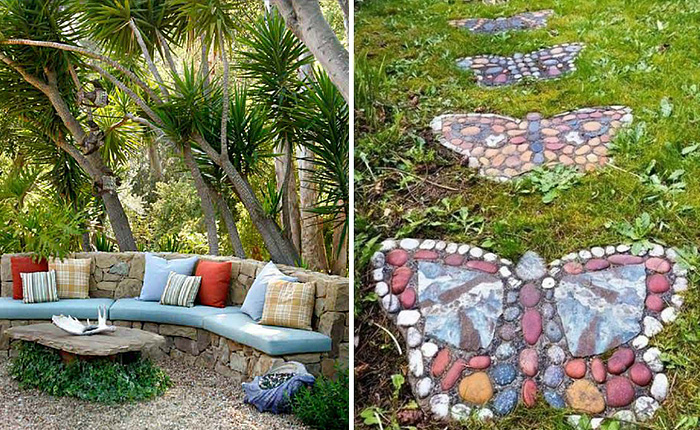 Потрясающие идеи садового декора с помощью камней.