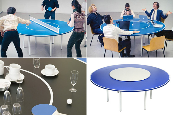 Многофункциональный круглый стол для пинг-понга.