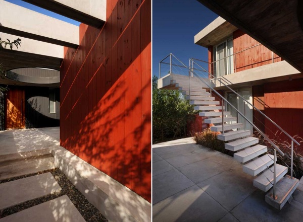 Black And Red Residence - дом с двумя каминами от Martin Gomez Arquitectos 