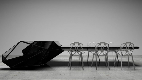 Футуристический стол-консоль для кабинета руководителя от Bozhinovski design