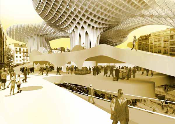 Строяшийся культурный комплекс Metropol Parasol в Испании от J. MAYER H. Architects